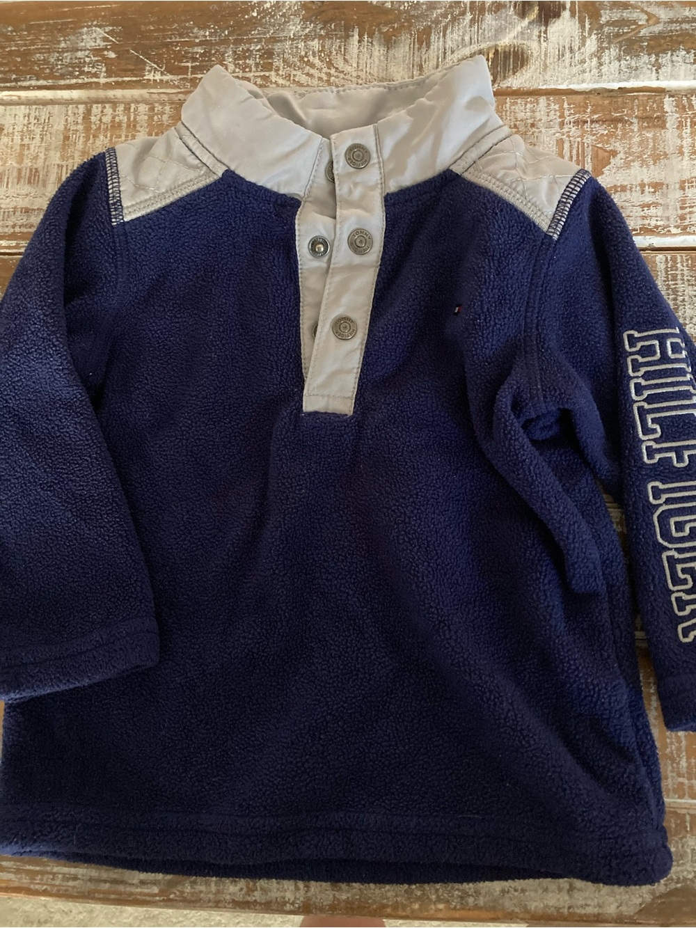 Tommy Hilfiger Navy Fleece Snap Pullover with Cream Placket